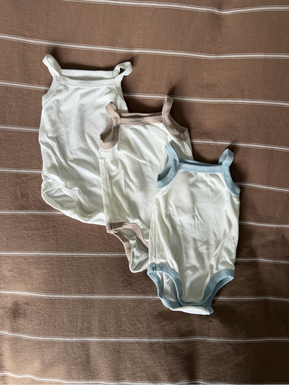 Mon Tresor Ribbed Tank One-Piece Bodysuit with Neutral Trim